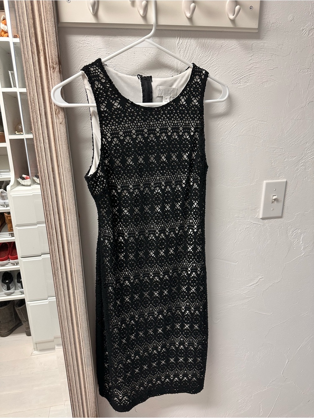 Bisou Bisou Black Lace Overlay Midi Dress with Lining